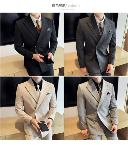 Men's 3-Piece Slim Fit Suit Set – Jacket, Vest & Pants for Wedding, Prom & Business