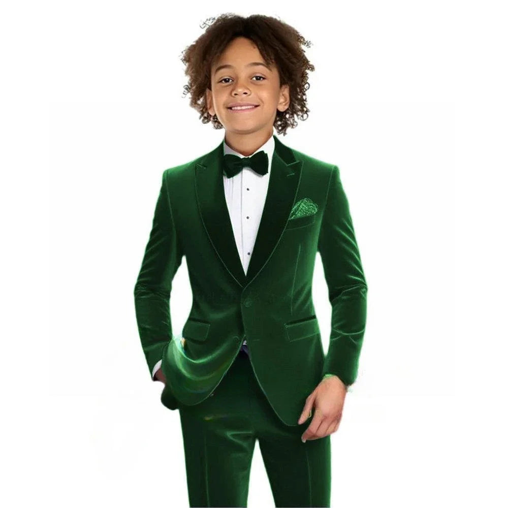 Multi-colors Boys Velvet Suit Set 2 Pieces Jacket Pants Autumn Kids Slim Fit Tuxedo For Photography Handsome Party Suits 2-20T