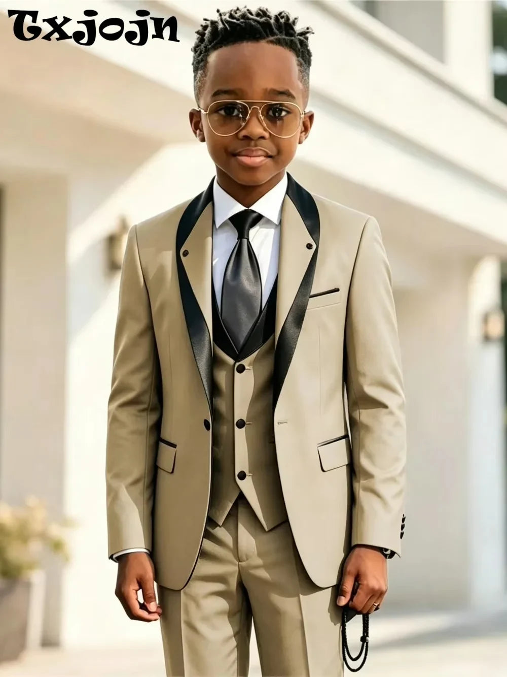 Handsome Boys Slim Fit Suits 3 Pieces Christmas Party Wear High Quality Kids Formal Suit Set Wedding Ring Bearer Outfit 2-20T