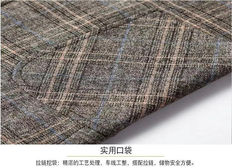 Blazer New Men Fashionable Business Wedding Banquet Casual Hosting Dress Showcases A High-end Middle-aged Checkered Look Blazer