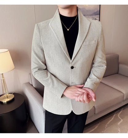 New Chinese Style Stand Collar Fashion Casual Suit Jacket Autumn Winter New Slim Fit Business Formal Social Prom Party Tuxedos