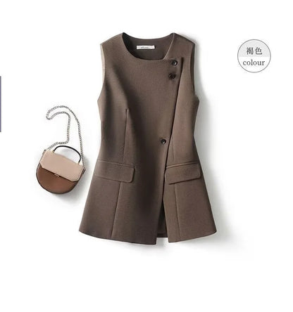 Temperament Women's Sleeveless Suit Vest Jacket 2026 Summer Ladies Irregular Waistcoat With lining  Loose Korean Female Tops