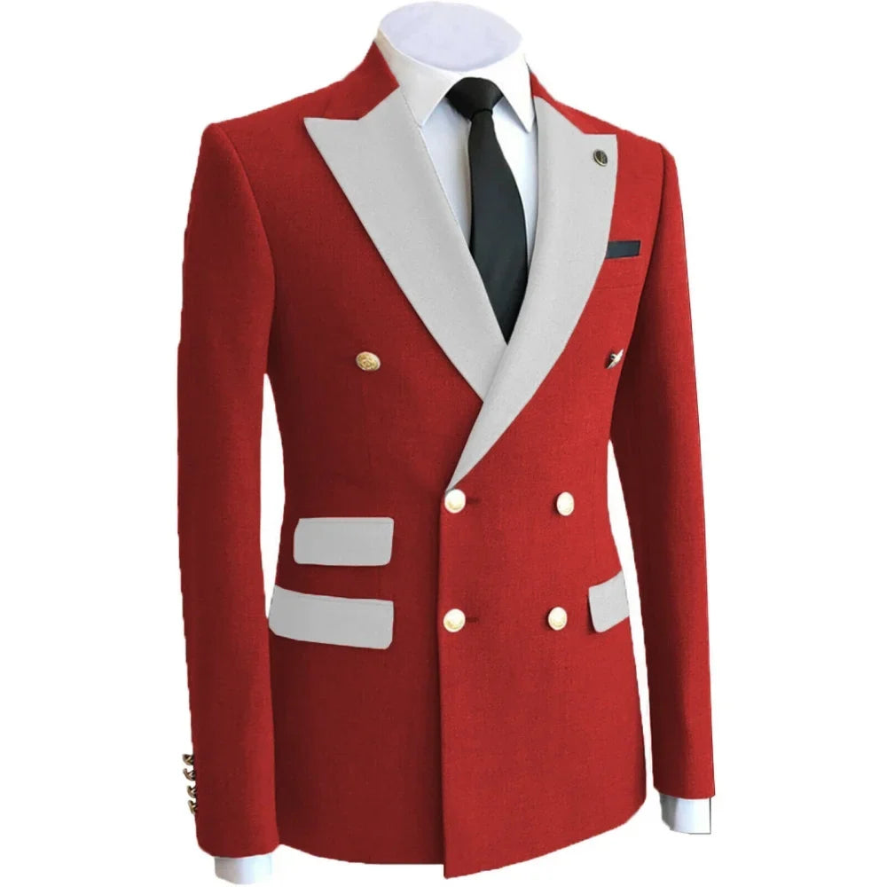 Costume de mariage pour homme, veste de blazer, smoking, vêtement formel, manteau croisé, pour marié, homme d'affaires, tenue de fête, XS-6XL