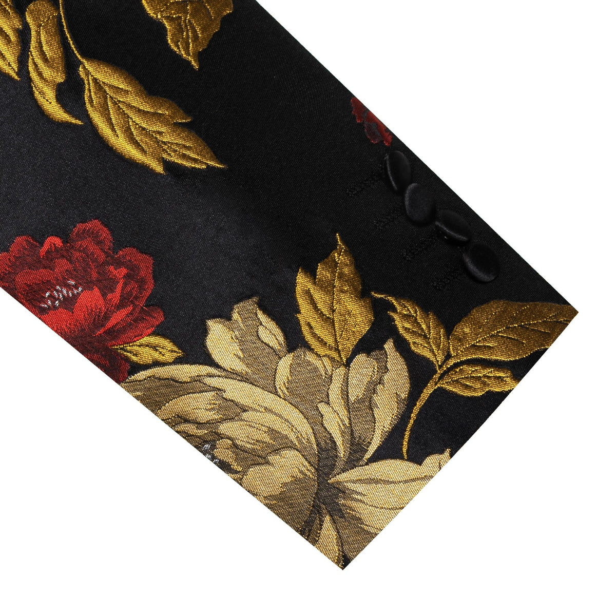 Men's Black Gold Red Floral Jacquard Shawl Lapel Blazer Single Breasted Tuxedo Jacket Suit Coat for Wedding Prom Party Outerwear
