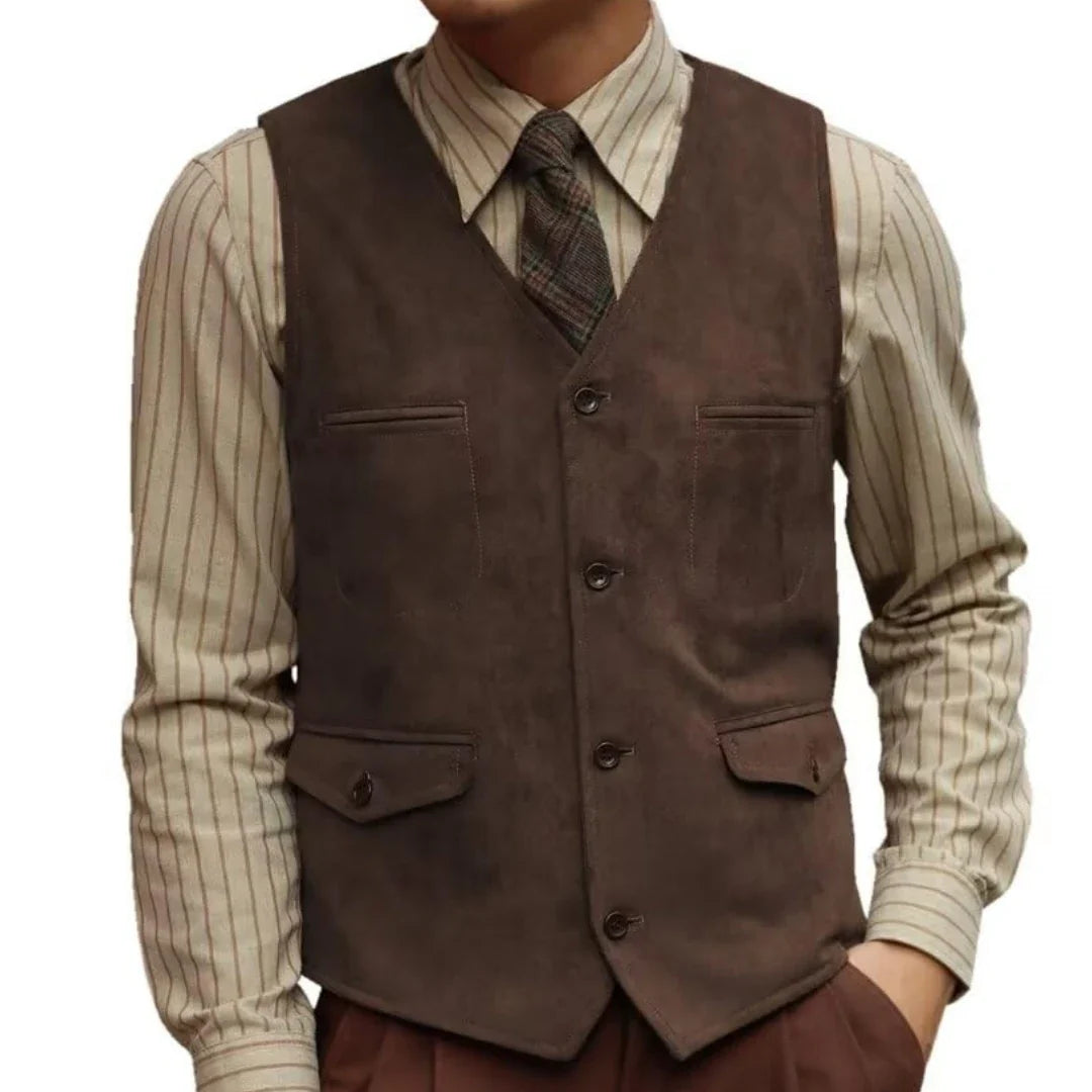 Men Vest Single Button Velvet Waistcoat for Wedding Banquet and Business Formal