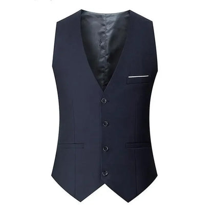 Men's Slim Fit Suit Vest – Single Breasted Waistcoat in Black, Grey & Navy Blue for Business & Formal Occasions
