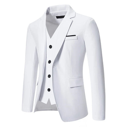 Blazer Men's Fashion Gentleman Solid Color Comfortable Business Color Match with Fake Two Wedding Casual Banquet Slim Suit