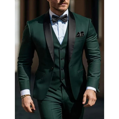 Luxury Elegant Men's 3pcs Suit Set Jacket Vest Pant  Prom Party Wedding Business Suits for Men