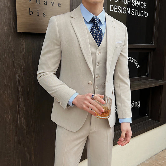 Men's Smart Casual Slim Fit Suit Set – Light Pink, Beige & Light Green | Wedding & Spring Wear