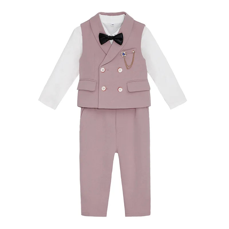Kids Vest Pants Party Photograph Set Children Formal Wedding Suit Teenager Boys Birthday Tuxedo Party Dress Child Dance Costume