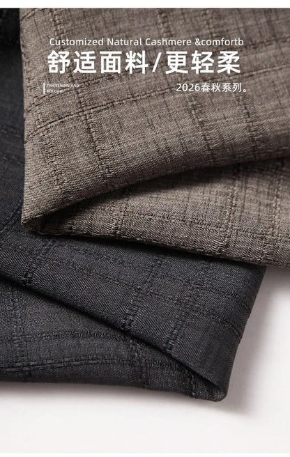 Men's Casual Blazer Single Breasted Spring Autumn Versatile Suit Jacket Grey Coffee