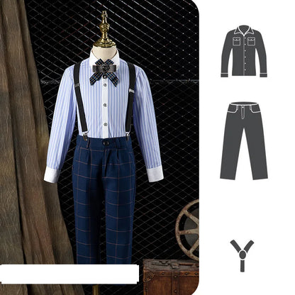 Flower Boys Wedding Suit Children Birhtday Photograph Dress Kids Fromal Blazer Set School Child Graduation Performance Costume