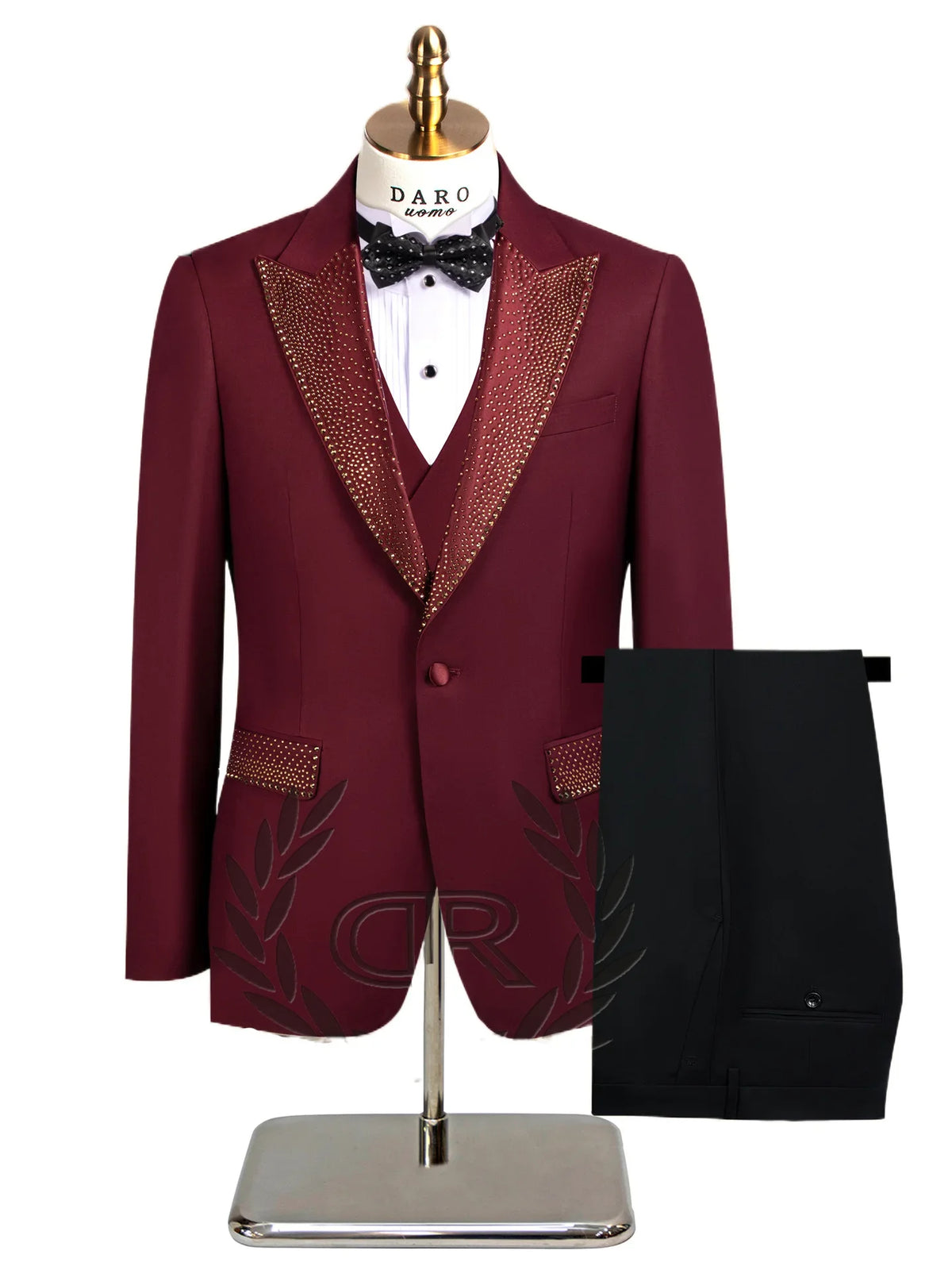 Rhinestone Lapel 3 Piece Suit Set (vest+Blazer+Trousers) Business Formal Casual Suits Wedding Groom Party Stage Men's Suit M-5XL