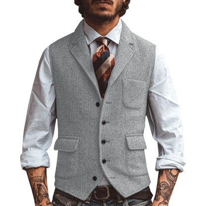 Men's Slim Fit Herringbone Vest for Wedding & Smart Casual Wear – Multiple Colors