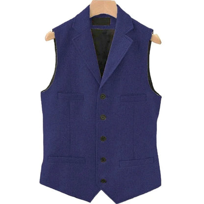 Men's Herringbone Vest – Single Breasted Waistcoat for Wedding & Formal Occasions