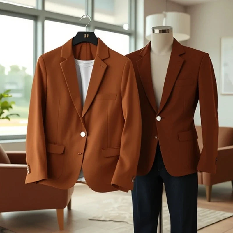 Blazer Outdoor Men's Fashion Business Travel Camping Wedding Trend Host Slim Fit Campus Leisure Breathable Korean Style Blazer