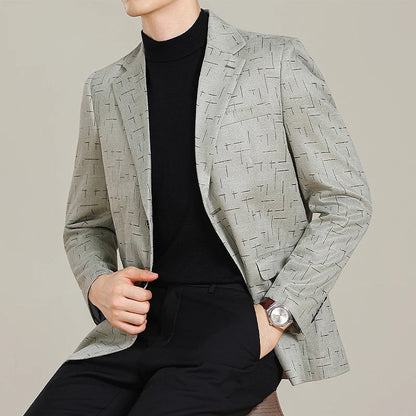 Autumn/Winter Korean Jacquard Casual Suit Jacket Men Slim Business Office Formal Suit Jackets Social Wedding Blazer Masculino