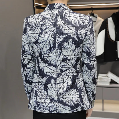 Blazer New Men's Fashionable Casual Business Gentleman Outdoor Trendy Print Banquet Versatile and Slimming Korean Version Blazer