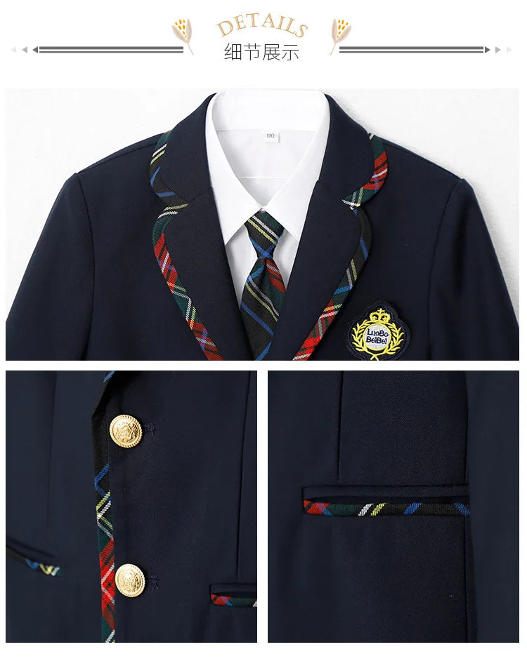 Boys Girls England Style School Uniforms Costume Children's Day Twins Suit Kids Photograph Dress Child Graduation Ceremony Set