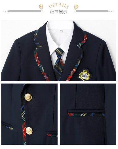 Boys Girls England Style School Uniforms Costume Children's Day Twins Suit Kids Photograph Dress Child Graduation Ceremony Set