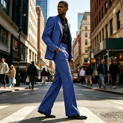 Men's 2-Piece Retro Flare Suit – Slim Fit Bell Bottom Blazer & Wide Leg Pants for Formal Occasions