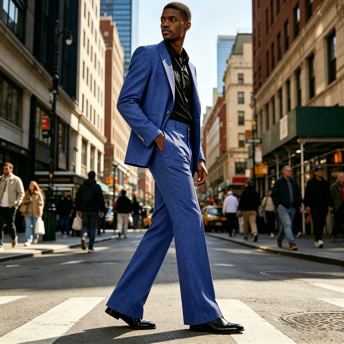 Men's 2-Piece Retro Flare Suit – Slim Fit Bell Bottom Blazer & Wide Leg Pants for Formal Occasions