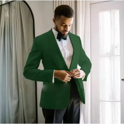 1 Piece Jacket Green Men Formal Single Breasted Notch Lapel Male Slim Daily Smart Causal Office Wedding Tuxedo
