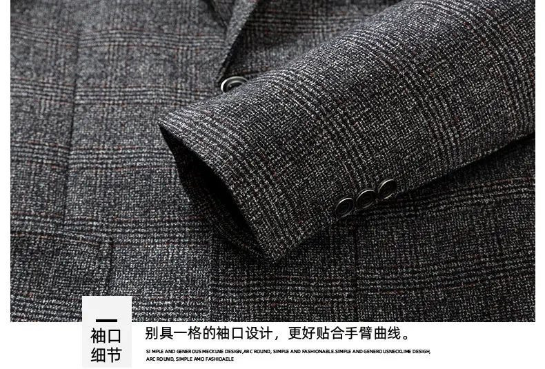 Blazer Autumn and Winter Men's Fashion Business Outdoor Travel Checkered Wedding Youth Slimming Casual High Formal Wear Blazer