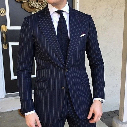 Navy Blue 2026 Formal men's suit tuxedo Single breasted Groom's wedding dress 2 piece men's fashion suit jacket with trousers