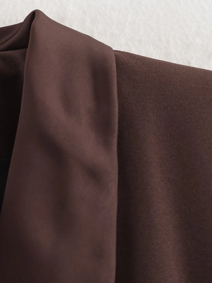 Women Brown Blazer Jacket Y2k 2000s Vintage Bandage Suit Coat Long Sleeve Double Breasted Oversize Outerwear Spring Autumn 2026