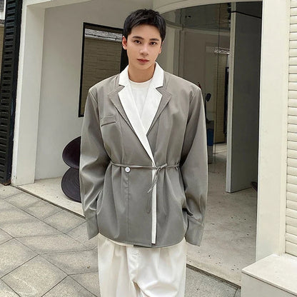 Collar Double 2026 Contrast Spring Layer New Color Casual Blazer Coat Men's Fashion Handsome Elegant Male Clothes JY8406