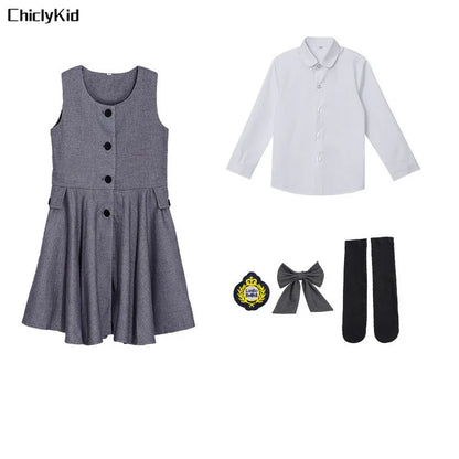 Kids Japanese Navy Jacket Suit Dress School Uniforms Girls British Boys Blazer Formal Outfits Chidren Student Clothes Class Sets