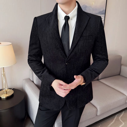 New Chinese Style Stand Collar Fashion Casual Suit Jacket Autumn Winter New Slim Fit Business Formal Social Prom Party Tuxedos