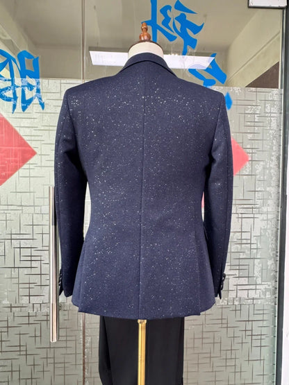 Glitter Men's Luxury Suit Set 3 Pieces Host Costumes Handsome Man Tuxedo Party Prom Wear Premum Elegant Suits For Wedding