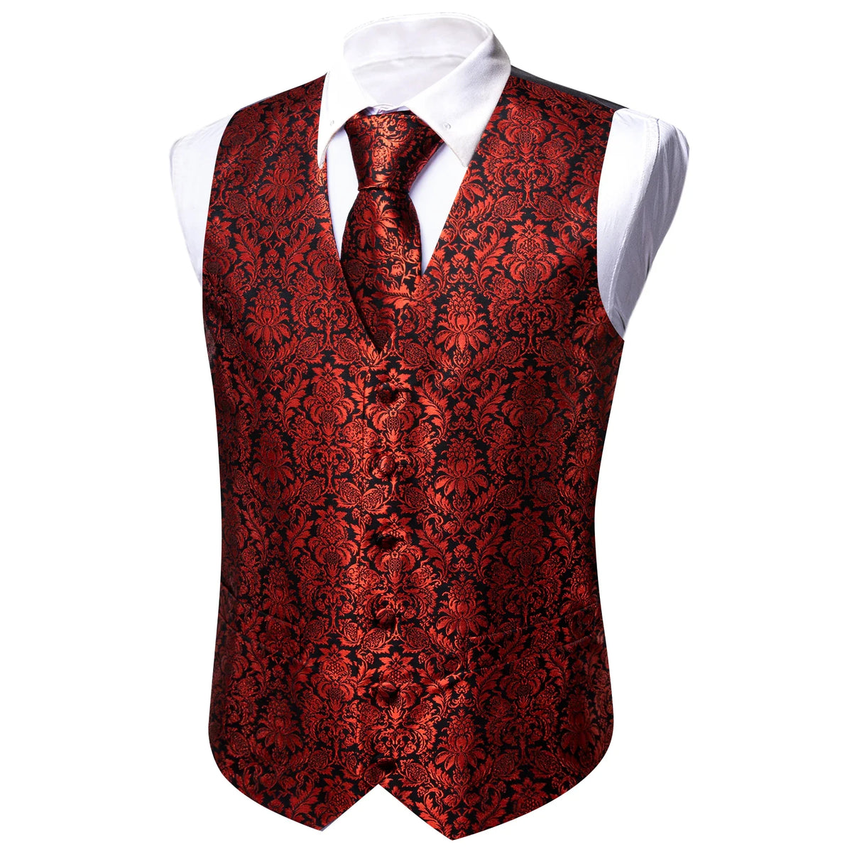 Men's Suit Vest with Matching Tie | Jacquard Paisley Waistcoat for Weddings & Formal Events