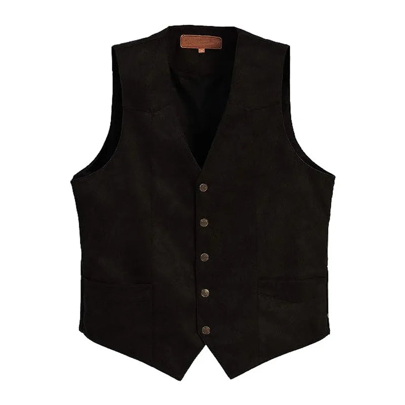 Men's Plus Size Fleece Vest V-Neck Single Breasted Smart Casual Waistcoat for Weddings & Business