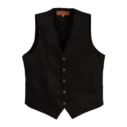 Men's Plus Size Fleece Vest V-Neck Single Breasted Smart Casual Waistcoat for Weddings & Business