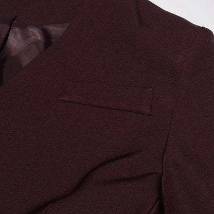 Spring Autumn New Women Blazer V-neck Single Button Asymmetric Solid Color Scarf Collar Fashion Elegant Trendy Coat HK17099