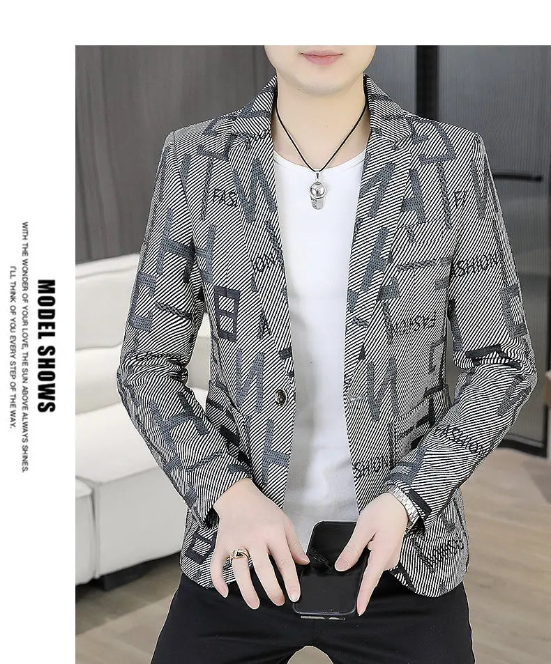 Blazer Men's Fashion Outdoor Travel Gentleman Wedding Slimming Business Versatile Trendy Casual Korean-style Formal Wear Blazer