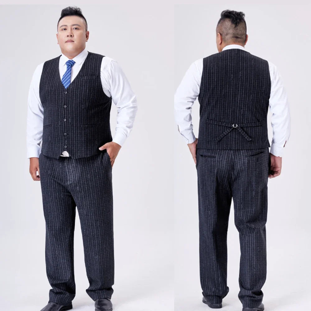 Men's Checkered Vest Single Breasted Waistcoat for Groom Groomsmen Wedding Black