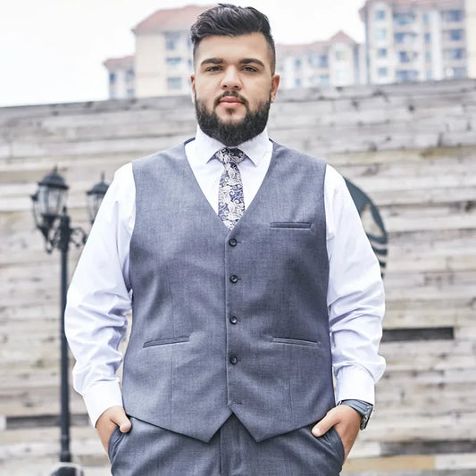 Men's Suit Vest Plus Size Single Breasted Waistcoat for Groom & Groomsmen – Wedding & Formal Wear