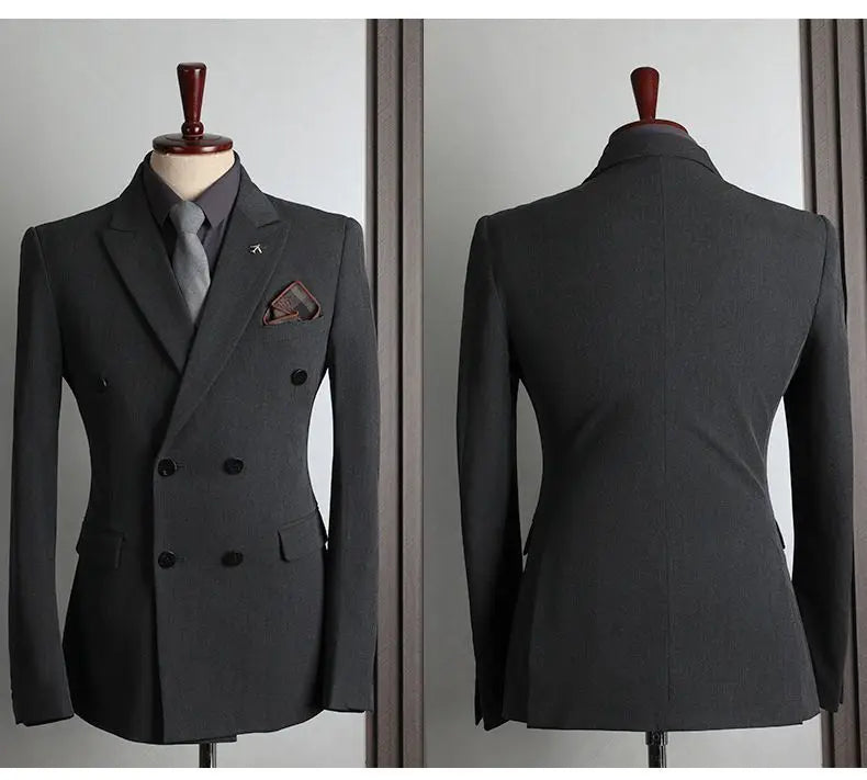 Men's 2-Piece Beaded Crystal Double Breasted Slim Fit Tuxedo Suit – Wedding Groom Dinner Prom