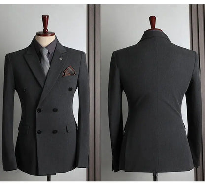 Men's 2-Piece Beaded Crystal Double Breasted Slim Fit Tuxedo Suit – Wedding Groom Dinner Prom