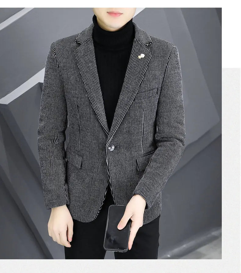 Blazer Autumn and Winter Men Fashionable Outdoor Wedding Slimming Business Casual Korean Version Golden Mink Velvet Girl Blazer