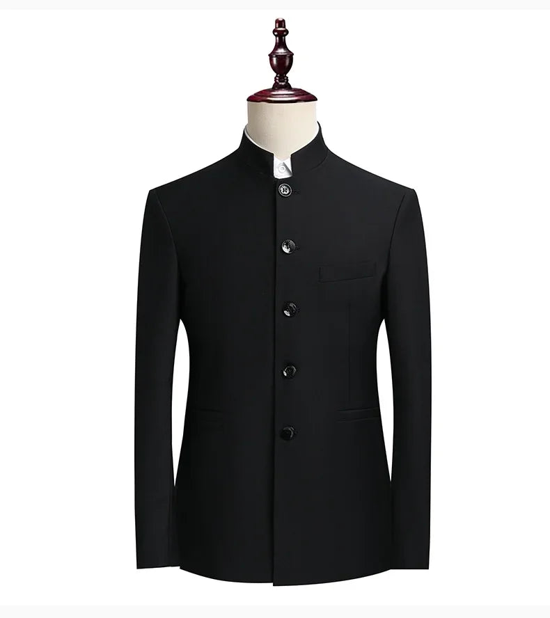 Blazer Men Fashion Gentleman Business Slimming Outdoor Zhongshan Suit Trendy Banquet Host Casual Wedding Stand-up Collar Blazer