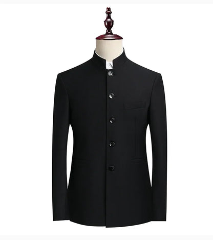 Blazer Men Fashion Gentleman Business Slimming Outdoor Zhongshan Suit Trendy Banquet Host Casual Wedding Stand-up Collar Blazer