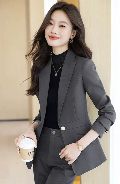 Women Blazers Spring Summer New Fashion Korean Silk Satin Suit V-neck Loose Top Jacket Single Button Suit Blazers Outerwear