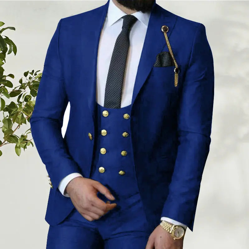 Men's Suit Fashion Formal Business Slim Fit 3 Pieces Dark Green Men's Tuxedo Men Wedding Suits Groom Male Suit Blazers