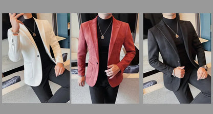 Classics Autumn Winter Suede Suit Jackets Fashion New Solid Slim Fit Business Office Social Blazer Wedding Top Mens Clothing 4XL