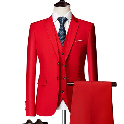 Men's Three-Piece Suit – Slim Fit Wedding & Business Formal Suit with Vest and Trousers